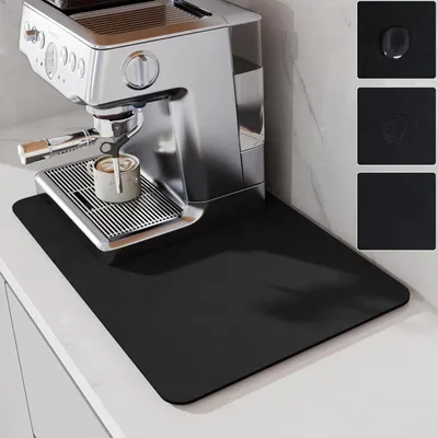 Produktbild von Kaffeematte für Arbeitsplatten, saugfähige Geschirrtrocknungsmatte für Küchen, Unterlage für Kaffeemaschinen (Schwarz, 60 x 40 cm)