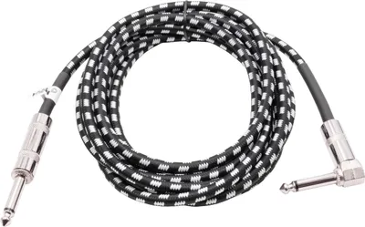 Produktbild von vhbw 3m Gitarren AUX Kabel Gitarrenkabel kompatibel mit alle 6,35mm Audio-Buchsen - Audiokabel mit 6,35mm Klinkenstecker, Gerade-Gewinkelt, Geflochten