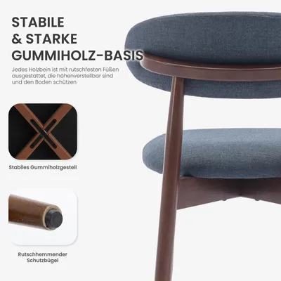 Produktbild von COLAMY Küchenstuhl Esszimmerstühle 2er Set, Moderne Polsterstuhl Essstühle mit Fester Rückenlehne, Stoff Esszimmerstühl mit Holzbein für Esszimmer
