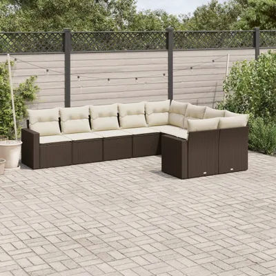 Produktbild von CLORIS 9-tlg. Garten-Sofagarnitur mit Kissen Braun Poly Rattan 3219433