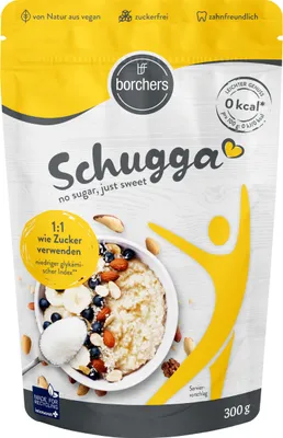 Produktbild von BORCHERS Schugga, Kristalline Streusüße 300g, Erythrit-Sucralose Mischung, 1:1 wie Zucker, kalorienfrei & zuckerfrei, Zuckerersatz, Süßungsmittel, Zuckeralternative (300g Pack)) - 300 g (1er Pack)