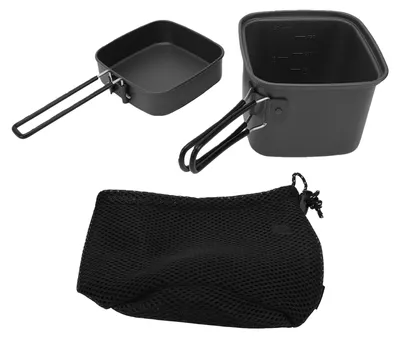 Produktbild von Camping-Töpfe, faltbar, tragbar, multifunktional, quadratisch, Outdoor-Camping-Kochgeschirrset für Wanderungen und Radtouren