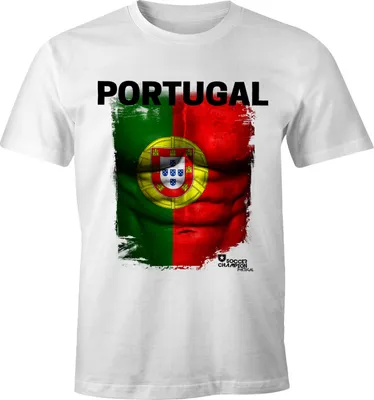 Produktbild von EM T-Shirt Herren Fußball Portugal Flagge Fanshirt Waschbrettbauch MoonWorks®  L