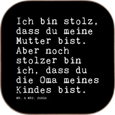 Produktbild von Mr. & Mrs. Panda Untersetzer Glas Ich bin stolz, dass... - Schwarz - Geschenk, Geburt, gläseruntersetzer, Sprüche, Großmutter, Coaster, schöner Spruch, Enkel, für Gläser