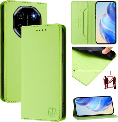 Immagine prodotto di Custodia in pelle per Blackview Shark 6, flip case con slot per carte, portafoglio e supporto Verde