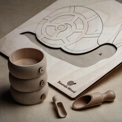 Produktbild von Sounds Wood Schnecke Steckspiel Handmotorik Montessori Lernspielzeug