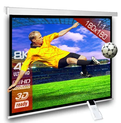 Produktbild von 1:1 SlenderLine Heimkino Beamerleinwand Motorleinwand 180 x 180 (176x176)cm / Gehäuselänge 206 cm / FULL HD / 3D / 4K / HDTV / inkl. Funkfernbedienung