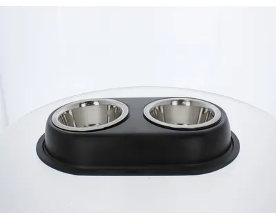 Produktbild von Heimtierbedarf Doppelfressnapf 2 Schüsseln schwarz/silber 35,5x21x5,5cm Schüssel ∅ 13cm