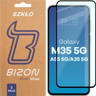 Produktbild von 2x Gehärtetes Glas für Galaxy M35 5G / A35 5G / A55 5G, Bizon Glass Edge Duo, Schwarzer Rahmen
