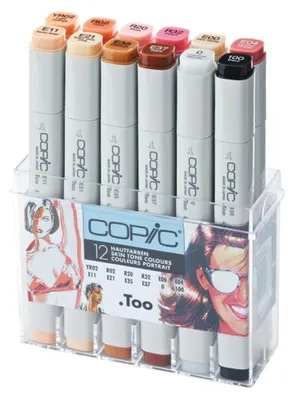 Produktbild von Copic Classic Set Grafikmarker - Porträtfarben - Nachfüllbar mit Copic Ink - 12Stk