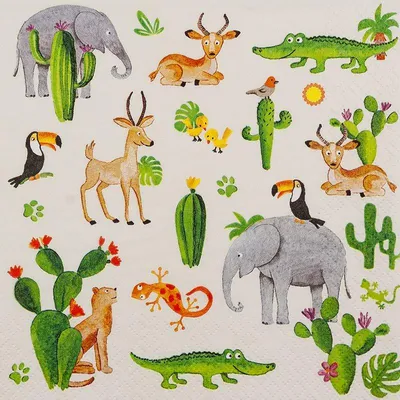 Produktbild von Servietten 33x33 cm - Wild Animals