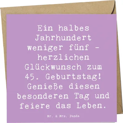 Produktbild von Mr. & Mrs. Panda Grußkarte Spruch 45. Geburtstag Feier - Lavendeltraum - Geschenk, Freude, Geburtstagsgeschenk, Lebensjahre, anlasskarte, Klappkarte, faltkarte