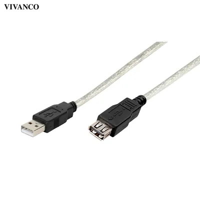 Produktbild von ViVanco™CE U5 18, 1,8 m, USB A, USB A, Männlich/Weiblich, 0,48 Gbit/s, Transparent
