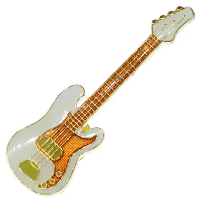 Produktbild von E-Bass Pin Brosche Miniblings Anstecknadel Instrument Gitarre Bassist Weiß MINI Bass