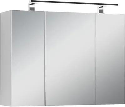 Produktbild von Spiegelschrank Spree, Korpus Mattweiß Spiegeltüren | Hängeschrank, Soft-Close-Funktion, inkl. LED-Beleuchtung, Badschrank mit Stecker- und Schalterdose, B 80, H 60, T 20 cm