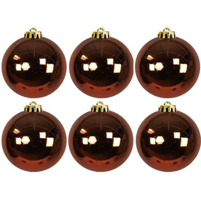 Image de 6 boules d'arbre de Noël XL Boules d'arbre de Noël brunes Ø 15cm