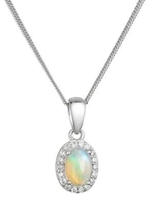 Produktbild von Luxuriö se Silberkette mit echtem Opal und Zirkonen 12085.3
