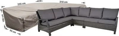 Produktbild von Raffles Covers Schutzhülle für Gartensofa 310 x 255 x 95 H: 100/65 cm | Atmungsaktiv | Wasserdicht | UV-beständig | Elastischer Kordelzug