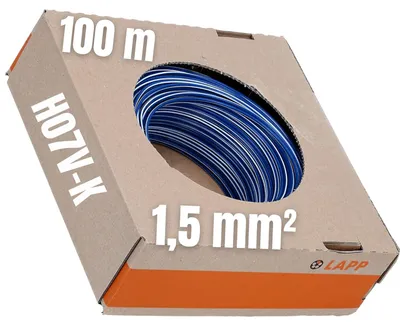 Immagine prodotto di 100 metri Lapp 4520921 H07V-K 1,5 mm² blu scuro-bianco I Cavo di cablaggio I Cavo flessibile I Cavo unipolare in PVC I Cavo a trefoli 1,5 mm2 I Cablaggio
