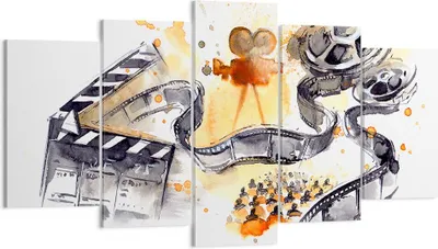 Produktbild von Bild auf Leinwand - Leinwandbild - Film Projektor Illustration - 160x85cm - Wand Bild - Wanddeko - Leinwanddruck - Bilder - Kunstdruck - Wanddekoration - Leinwand bilder - Wandkunst - EA160x85-3017