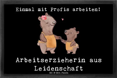 Produktbild von Mr. & Mrs. Panda Fußabstreifer Arbeitserzieherin Leidenschaft 40 x 60 cm - Schwarz - Geschenk, fußmatte, Beruf, Fussmatte, Schmutzfangmatte, Gummimatte, Schuhabstreifer