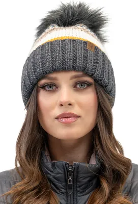 Immagine prodotto di Vivisence Berretto invernale con bacche da donna Realizzato in caldo filato con effetto antistatico Berretto con bacche e fodera morbida Perfetto per le fredde giornate invernali Modello, grigio scuro, taglia unica