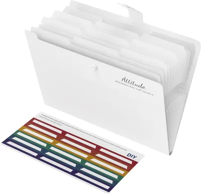Imagen del producto de Organizador de documentos A4, con 12 compartimentos, de 32 x 25 cm, con botón de cierre, para la organización de la oficina