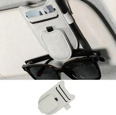 Produktbild von Famanu Brillenhalter für Auto - Sonnenblenden-Organizer - multifunktional - magnetischer Brillenhalter für Sonnenbrillen - beige