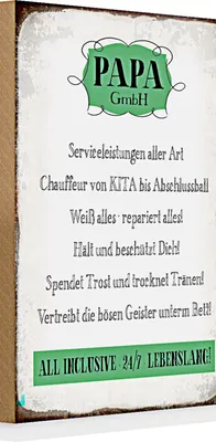 Produktbild von Holzschild Spruch 20x30cm Papa GmbH 24/7 lebenslang