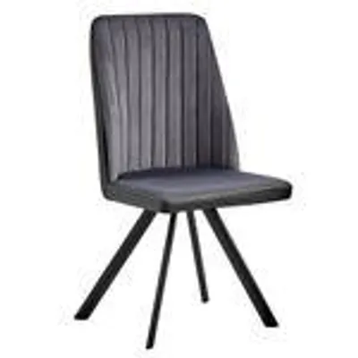 Produktbild von Esszimmerstühle  Küchenstuhl Polsterstuhl Design Stuhl mit Rückenlehne, mit Sitzfläche aus Samt, Gestell aus Metall , Menge:1 St.;Farbe:Dunkelgrau / Schwarz