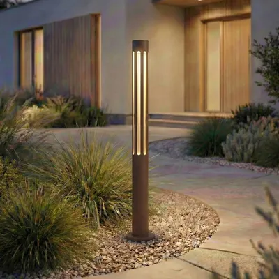 Produktbild von Lindby LED-Wegeleuchte Fjorya, Höhe 60 cm, braun, IP65