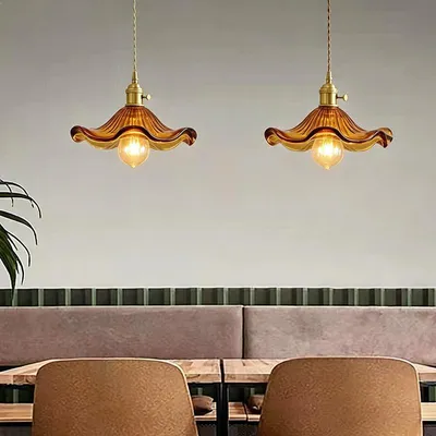 Image de ZELURXX, lot de 2 lampes suspendues en verre, style nordique, avec abat-jour en verre, réglable en hauteur, idéal pour salle à manger, cuisine, salon, bar, couleur marron