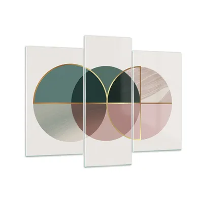 Produktbild von Bilder auf glas - 3 Teile - Abstraktion Räder Minimalismus - 130x100cm - Glasbilder - Wandbilder - Bilder - Wanddekoration aus Glas - Glas Bilder - Wandbild auf Glas - GCB130x100-4399