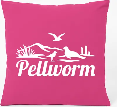 Produktbild von Huuraa Kissen Pellworm Strandmotiv 40x40cm mit Füllung Fuchsia Baumwolle Dekokissen Geschenkidee