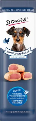 Produktbild von Dokas Hühnchen-Rolle mit Ente, Snacks, Hund, Adult, Huhn, Ente, 10 g