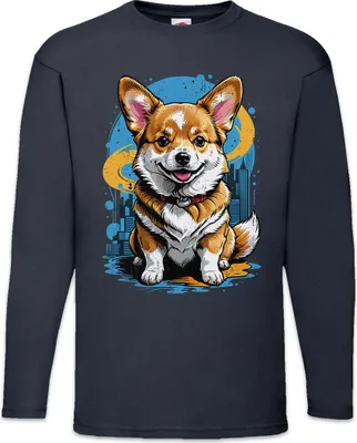 Produktbild von Urban Backwoods Sweet Corgi Art, Langarm T-Shirt, Farbe: Navy, Größe: 3XL