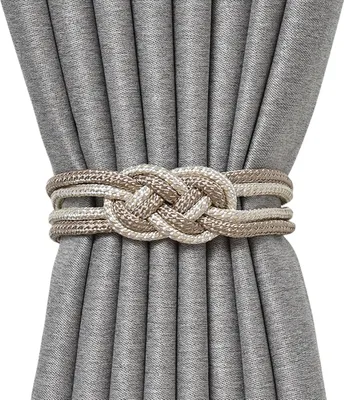 Produktbild von INF Geflochtene magnetische Vorhang-Raffhalter, 2er-Pack Weiß+Grau
