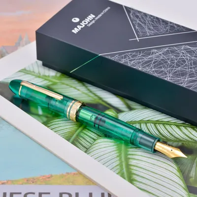 Productafbeelding van Erofa Majohn zuigervulpen NO.8 middelgrote veer - Grote capaciteit - Transparant - Groen - Acryl - Schrijven - Cadeau