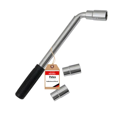 Produktbild von Teleskop-Radbolzenschlüssel, Länge: 350-510 mm, inkl. 2 Stecknüsse 17/19 mm 21/23 mm von PETEX