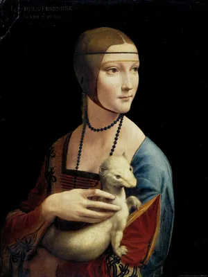 Obrázok produktu pre Leonardo da Vinci umenie tlač obrazu - Dáma s Erminom, asi 1490 (80 x 60 cm)