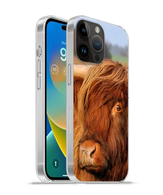 Produktbild von MuchoWow® Handyhülle Schutzhülle Hülle für Apple iPhone 14 Pro Max Schottischer Highlander - Gras - Baum Silikon Softcase Handy Hülle - Hardcover