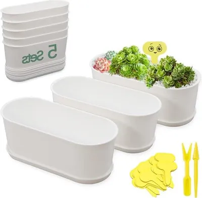 Obrázek produktu pro Plastový květináč 22 cm, bílý, obdélníkový, na balkon