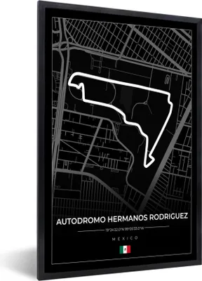 Produktbild von MuchoWow® Gerahmtes Poster Mexiko - Rennstrecke - Autodromo Hermanos Rodríguez - Formel 1 - Rennsport - Schwarz 40x60 cm - Poster mit Schwarzem Bilderrahmen Wandposter Rahmen Foto Bilder - Papierdruck - Wandbilder