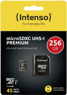 Productafbeelding van Intenso 3423492 Intenso microSDXC Cards 256GB Class 10 UHS-I Premium
