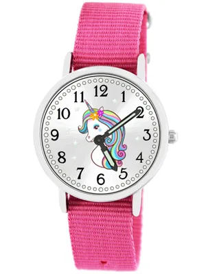 Produktbild von Brecjon Armbanduhr Mädchen Einhorn Lernuhr 5ATM Armband rosa 901