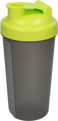 Produktbild von Shaker 600 ml "Protein" - Gym Shaker für Eiweiß- & Sportgetränke - inkl. herausnehmbarem Sieb & praktischer Skala - einfach zu reinigen - lemon/transluzent-grau