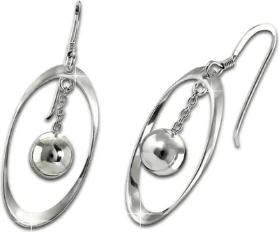 Produktbild von SilberDream Ohrringe Oval mit Kugel Damen 925 Silber Schmuck Ohrhänger SDO6710J