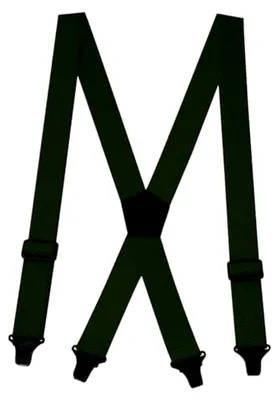 Produktbild von Robuste Hosenträger für Herren – 48 Zoll verstellbare Träger 1 1/2 Zoll – X-Rückseite mit schwarzen Kunststoffclips