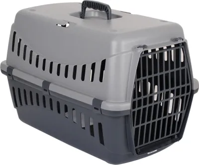 A pet carrier is shown against a white background.
