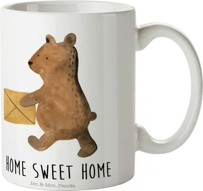 Produktbild von Mr. & Mrs. Panda cappuccinotasse Bär Zuhause - Weiß - Geschenk, haferl, Einzugsgeschenk Einzug Neues Haus Neue Adresse Umzug Umziehen, Becher, Kaffeebecher, Kaffeetasse